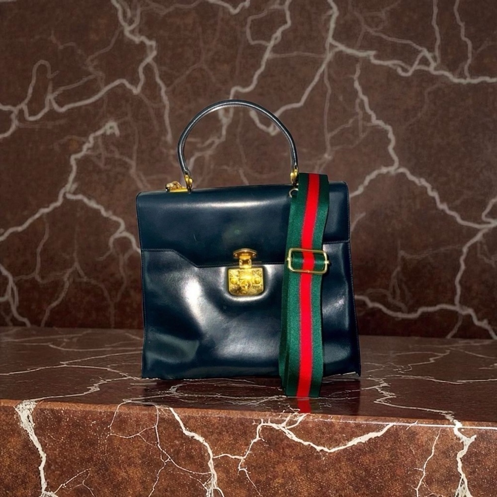 Gucci Parisian Trending Vintage Black Leather Crossbody Satchel Bag - Picture 3 of 15